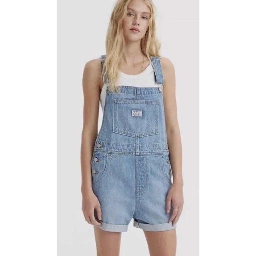 Levi's Denim Shortall Womens Large Light Wash Vintage Utility Chore Concert